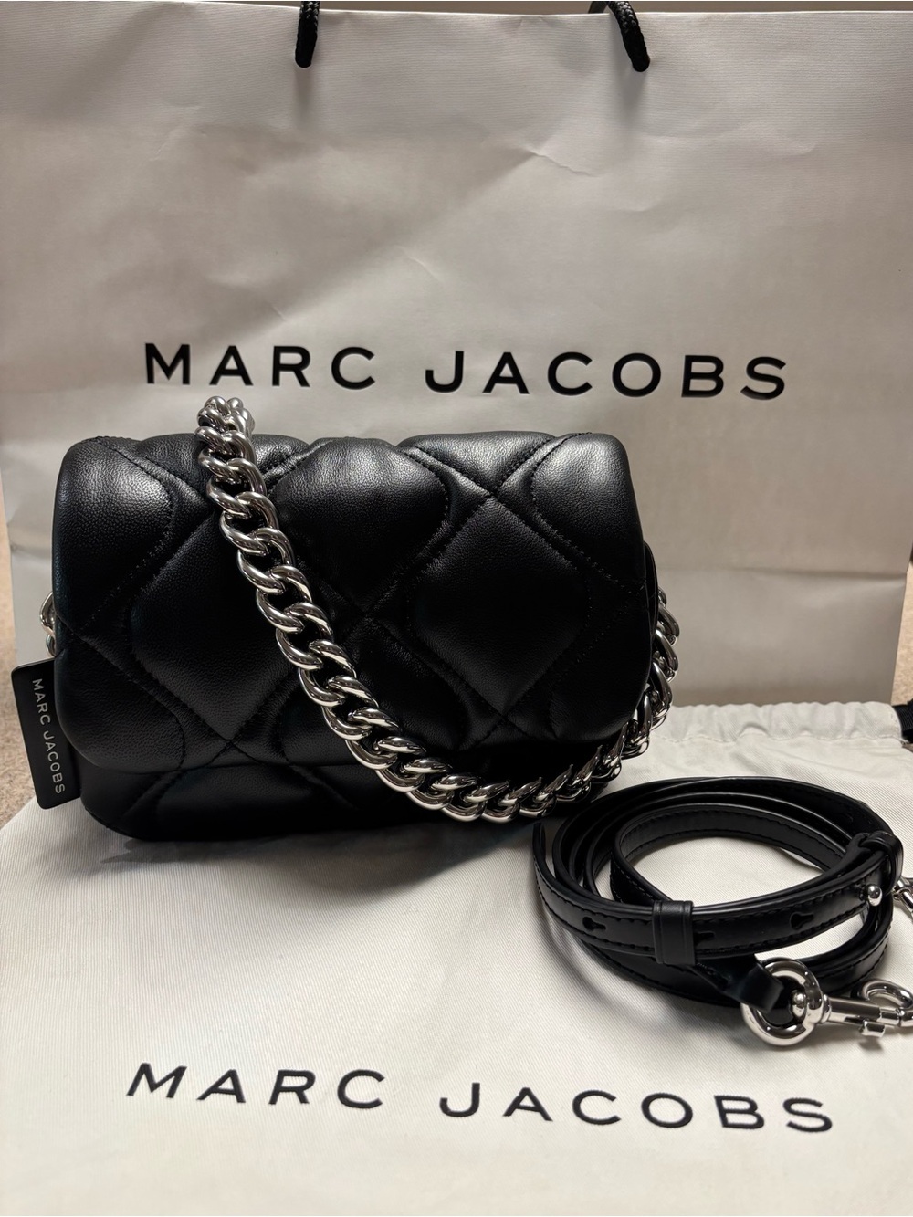 MARC JACOBS Small Quilted Pillow Bag in Black